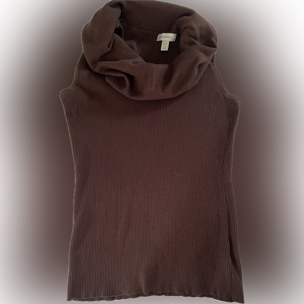 Dressbarn Chocolate Cowl Neck Sleeveless Sweater